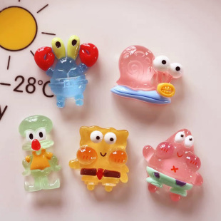 海绵宝宝立体贴套装透明款夜光款派大星装饰贴手机壳水杯车内饰贴