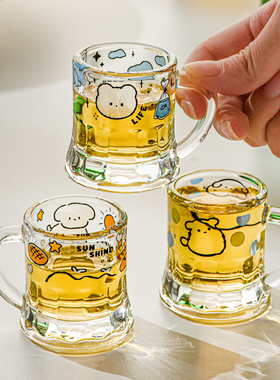可爱卡通小酒杯家用高颜值玻璃白酒杯清酒烧酒杯一口杯迷你杯子