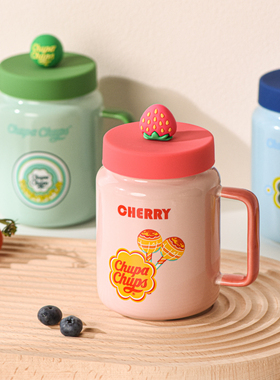 井柚ins风马克杯带盖家用女生陶瓷水杯创意棒棒糖杯子牛奶杯茶杯