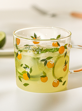 玻璃早餐杯子家用办公室水杯高颜值可爱刻度把手杯可微波炉牛奶杯