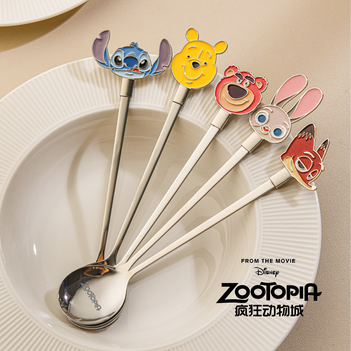 疯狂动物城长柄勺304不锈钢儿童可爱搅拌勺家用甜品小勺子迪士尼,餐饮具,西餐勺,淘宝优惠券,粉丝福利购,淘宝优惠卷