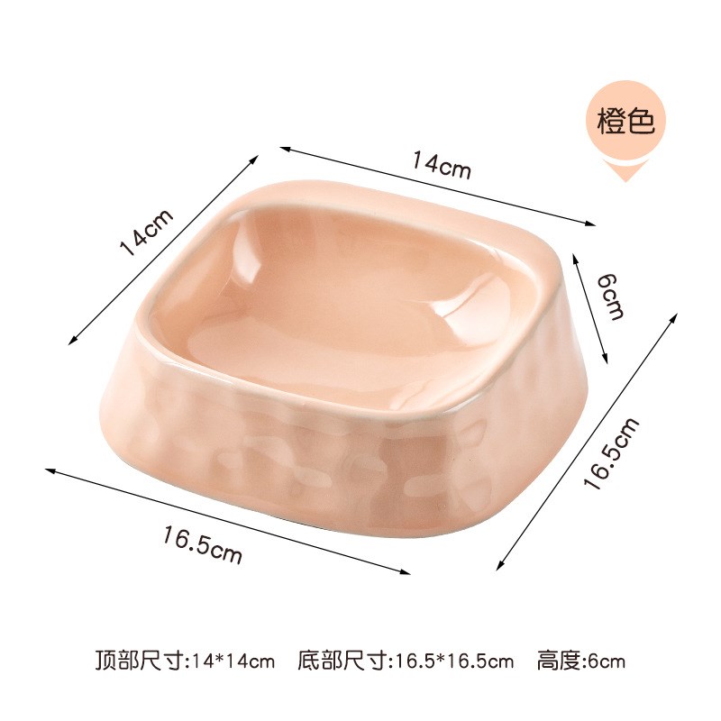 速发陶瓷猫狗碗防翻手捏纹饮水防咬狗碗斜口喂食器狗碗