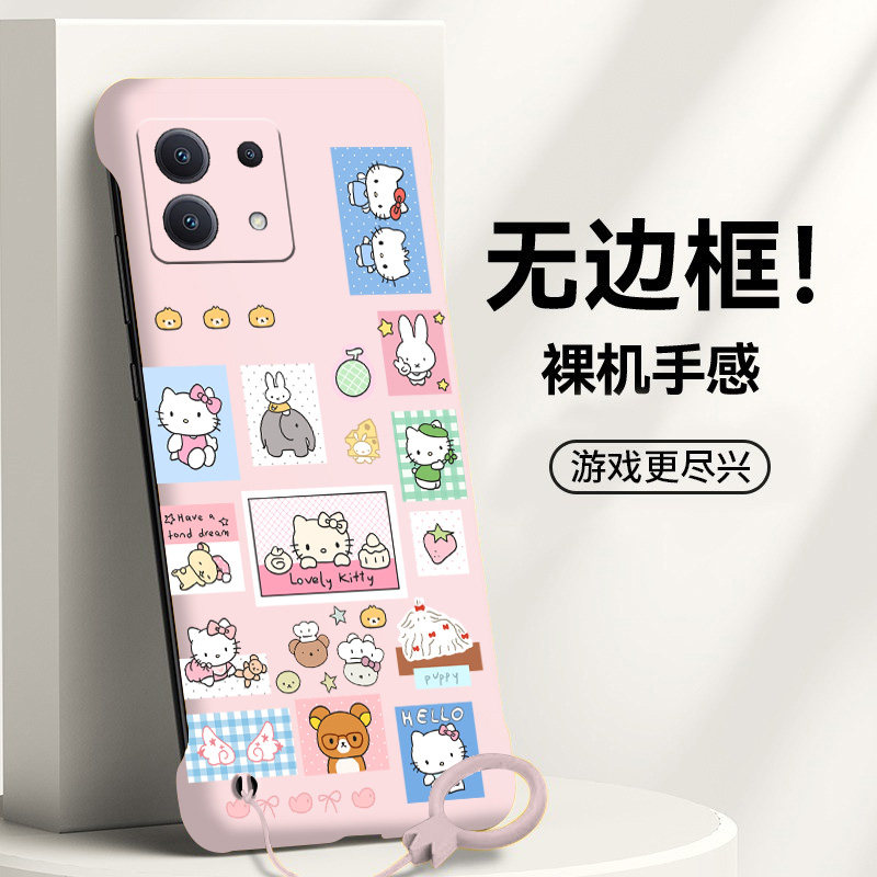 送挂环可爱凯蒂猫适用小米civi4pro手机壳civi5pro无边框Civi3/2散热红米note9pro新款mix4半包薄小米9硬1s女