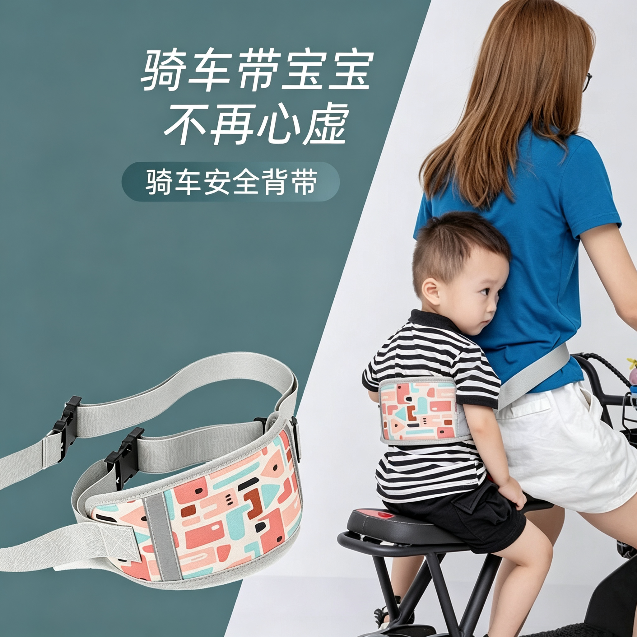 电动车儿童安全背带电瓶摩托车小孩宝宝坐后座绑带防摔带娃神器#图片
