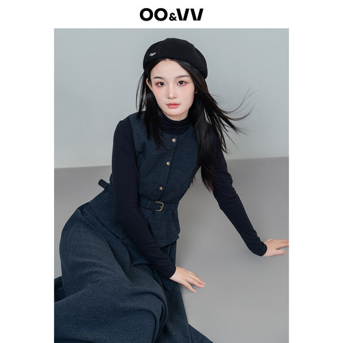 假马甲连衣裙  后拉链穿着   毛呢舒适面料