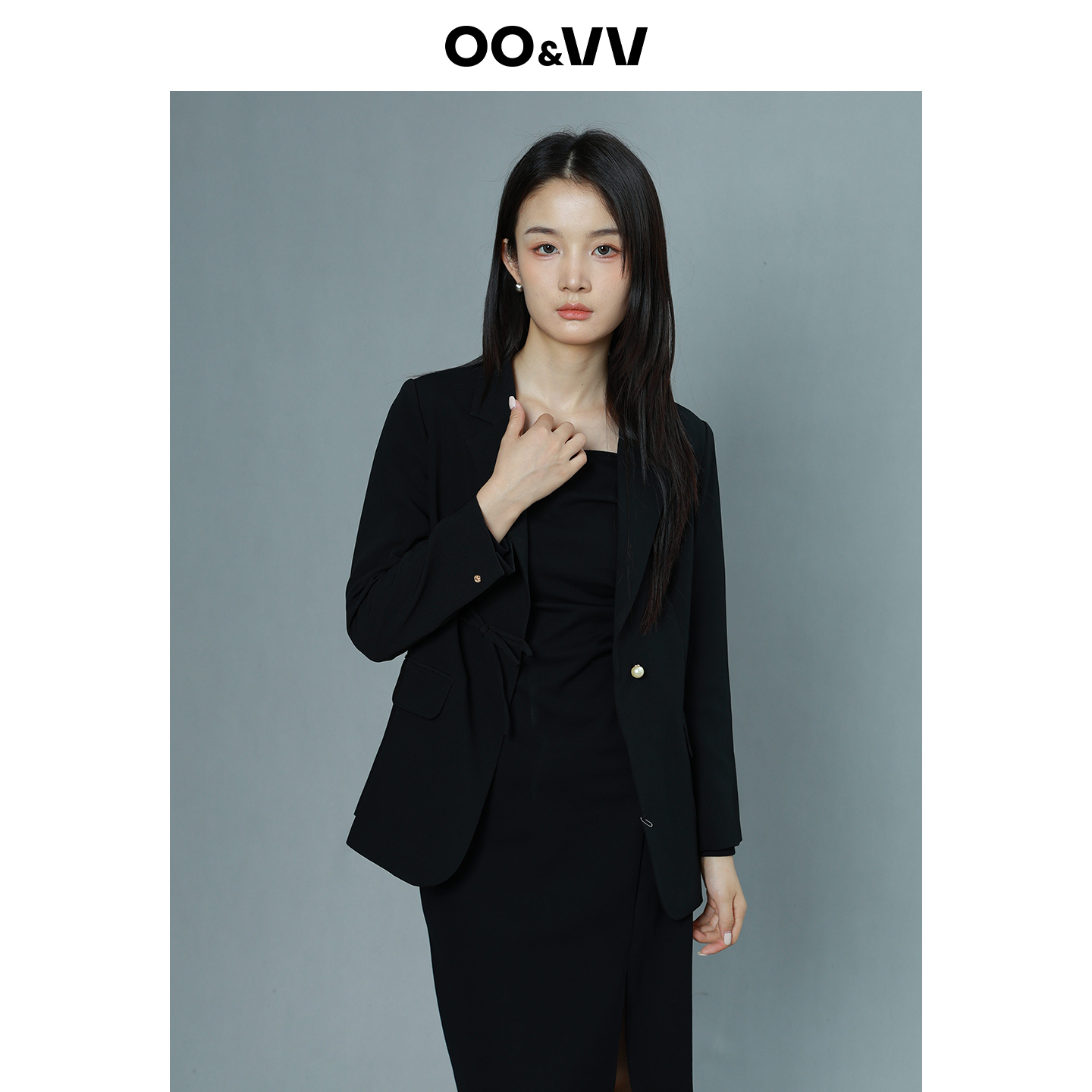 oo&vv秋新时尚气质优雅风一粒扣小西装外套女正肩高级感长袖上衣
