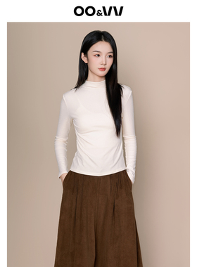 oo&vv半高领打底衫女2025秋冬新款内搭修身长袖通勤休闲薄上衣T恤