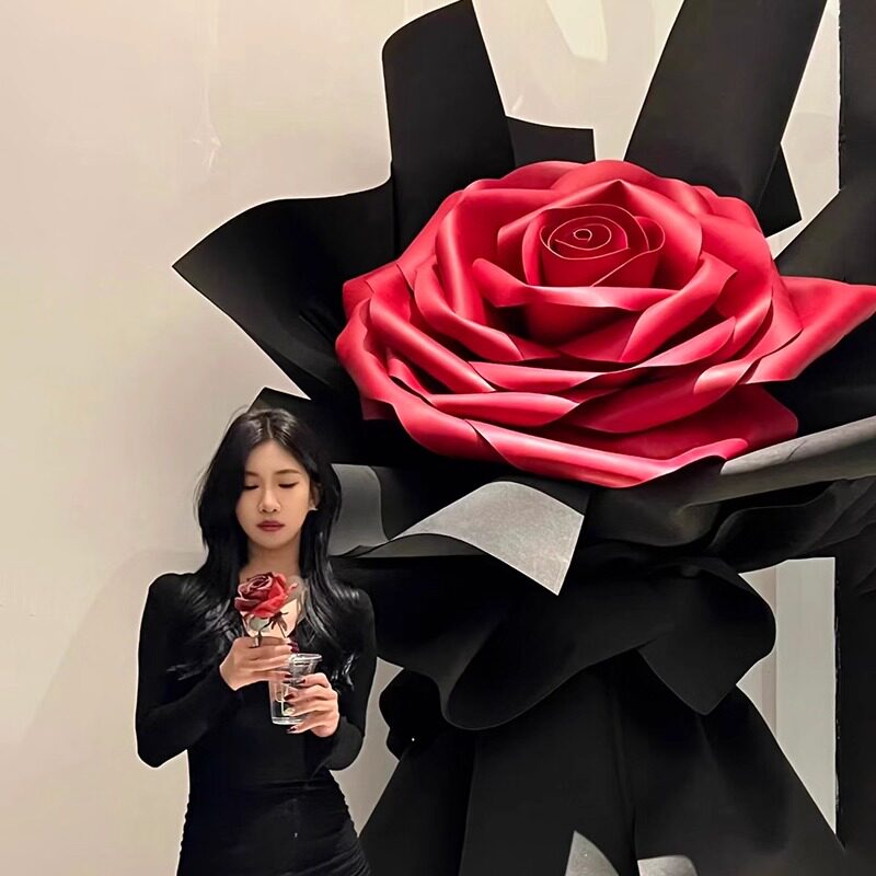 大型玫瑰花假花仿真户外装饰花束