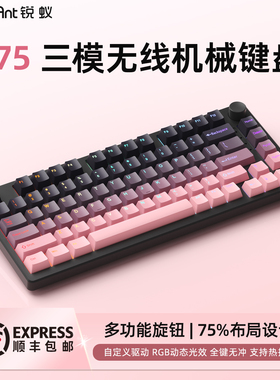 锐蚁F75无线机械键盘三模蓝牙游戏办公电竞75配列RGB热插拔键盘