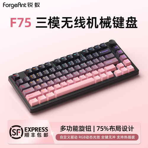 锐蚁F75无线机械键盘RGB游戏电竞