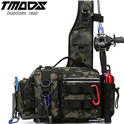 TMOOS 新款户外路亚包多功能腰包鱼竿包大容量垂钓背包战术挎包包