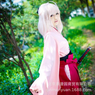 Fate/GrandOrder樱saber冲田总司粉和服漫展年会派对cosplay服装