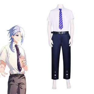 原神cos服喜茶联名款神里绫人jk制服cos全套万圣节服装cosplay服