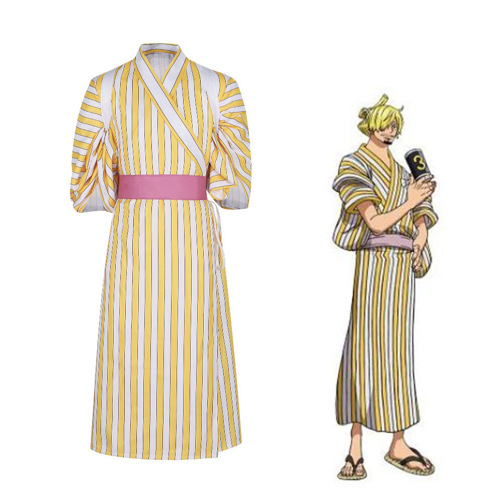 海贼王和之国cos服和服山治黄色条纹角色扮演cosplay万圣节表演服