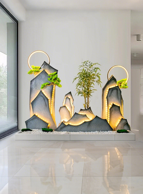新中式假山造景彷真景观干景彷石头室内户外布景玄关装饰摆件