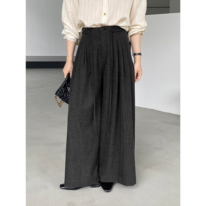 升级裤王 韩系高级感百搭压褶垂感西装裤高腰阔腿裤西裤