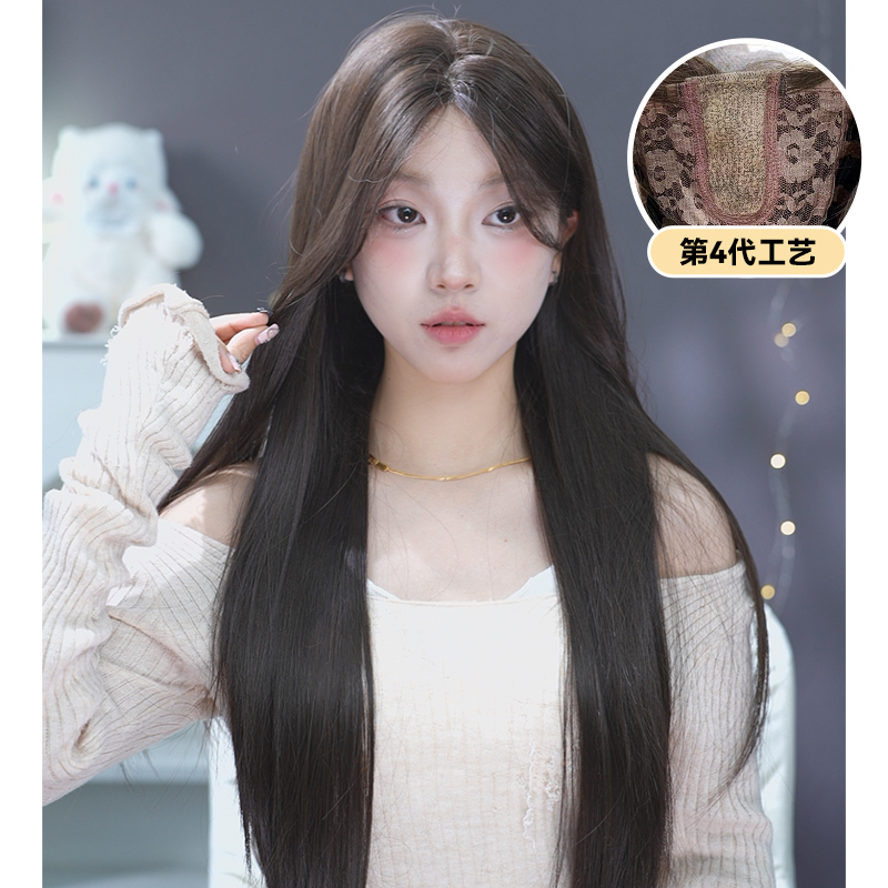 假发蕾丝女中分刘海长直发lolita修脸网红jk