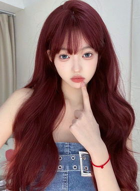 束朵假发女长发长卷发Lolita红色大波浪卷发jk假发全头套