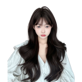 束朵假发女长发长卷发网红大波浪Lolita日常空齐刘海全头套式假发