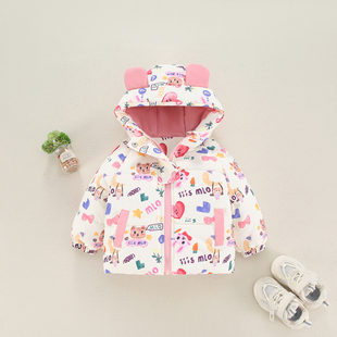 女童棉服冬装2025保暖洋气时髦宝宝一岁衣服婴儿加绒夹棉棉袄外套