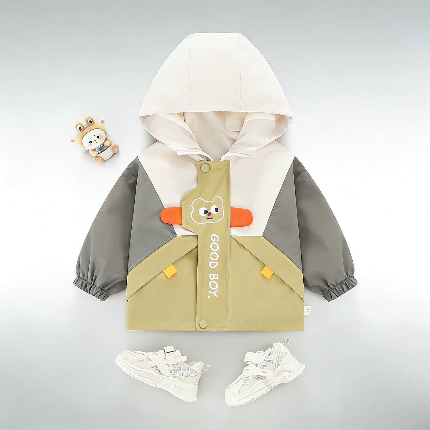 男童春装连帽外套2026春秋新款休闲风卡通上衣婴儿宝宝帅气童装潮
