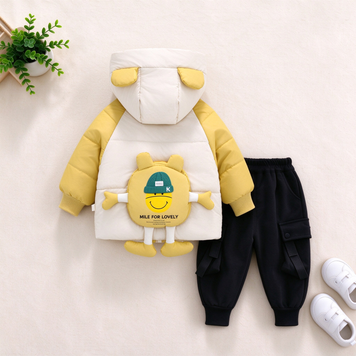 男童冬季加绒加厚棉服套装