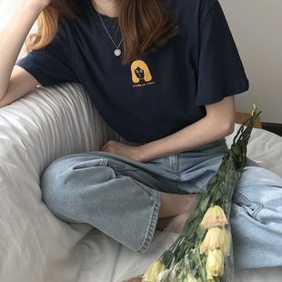 2024新款 百搭红夏季 ins女上衣女女宽松潮网短袖 学生半袖 T恤韩版