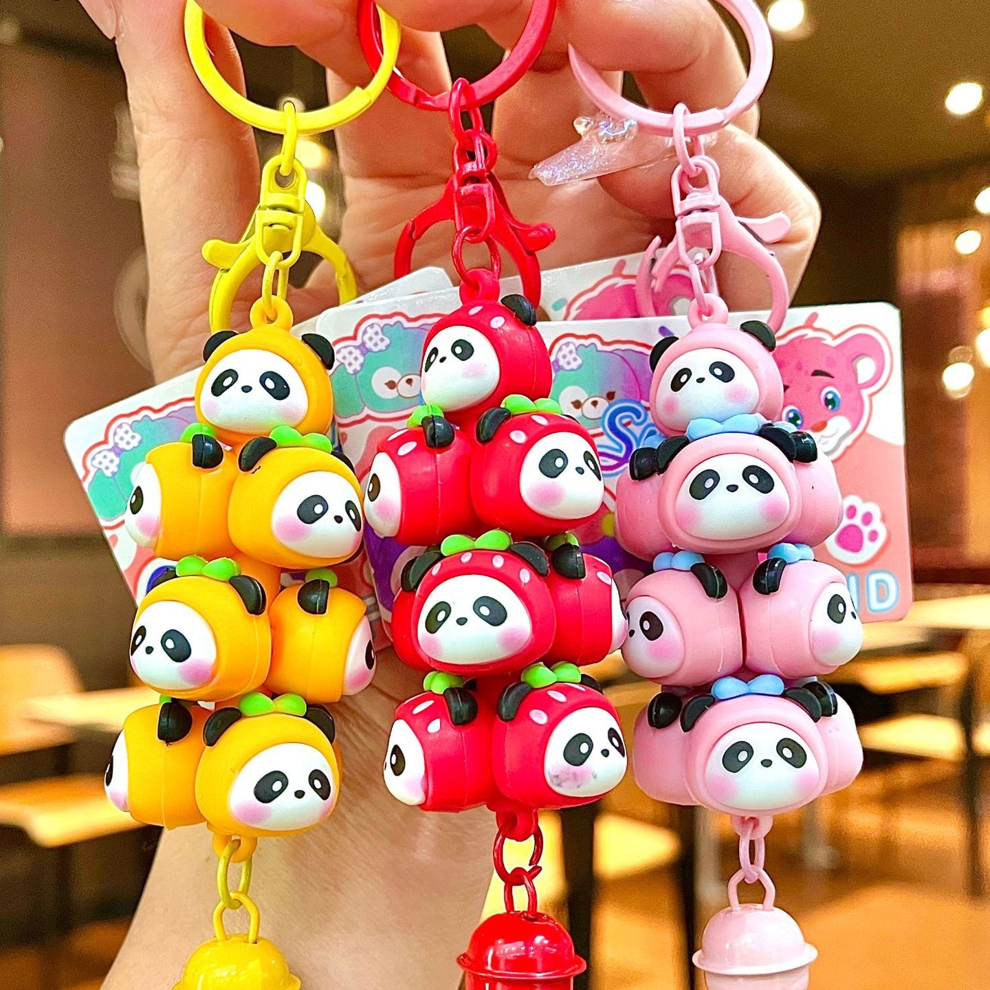 卡通熊猫动物公仔叠叠乐钥匙扣可爱包包挂件汽车钥匙链小礼品批发