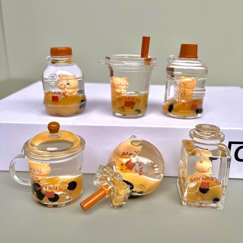 珍珠奶茶钥匙扣流沙小熊挂件包包