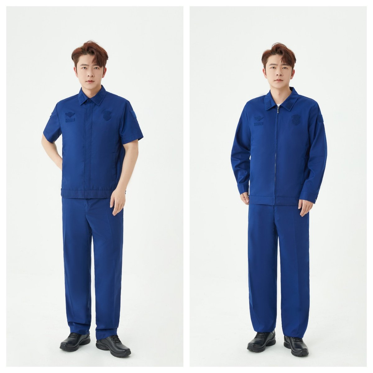 新款火焰蓝备勤服套装春秋长袖夹克火蓝色半袖工作服工装男