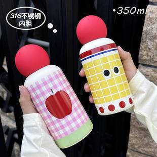 新款316不锈钢保温杯350ml保温杯创意可爱学生儿童户外运动水杯