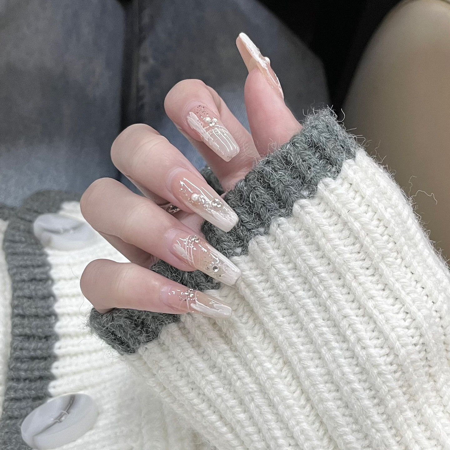 碎玉轩白色假指甲手工穿戴甲显白美甲小红书同款可拆卸婚甲226款