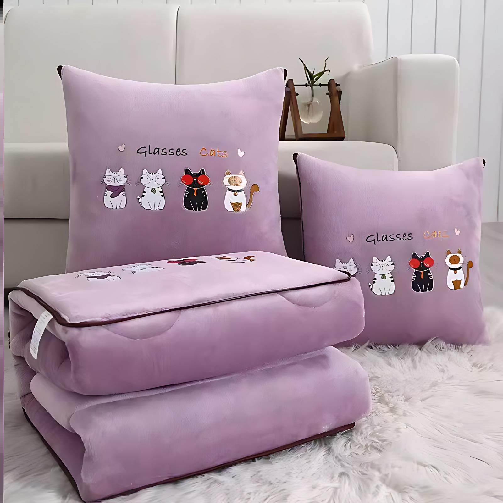 抱枕被子两用冬季加厚枕头被二合一汽车载靠垫办公室午睡毯子靠枕