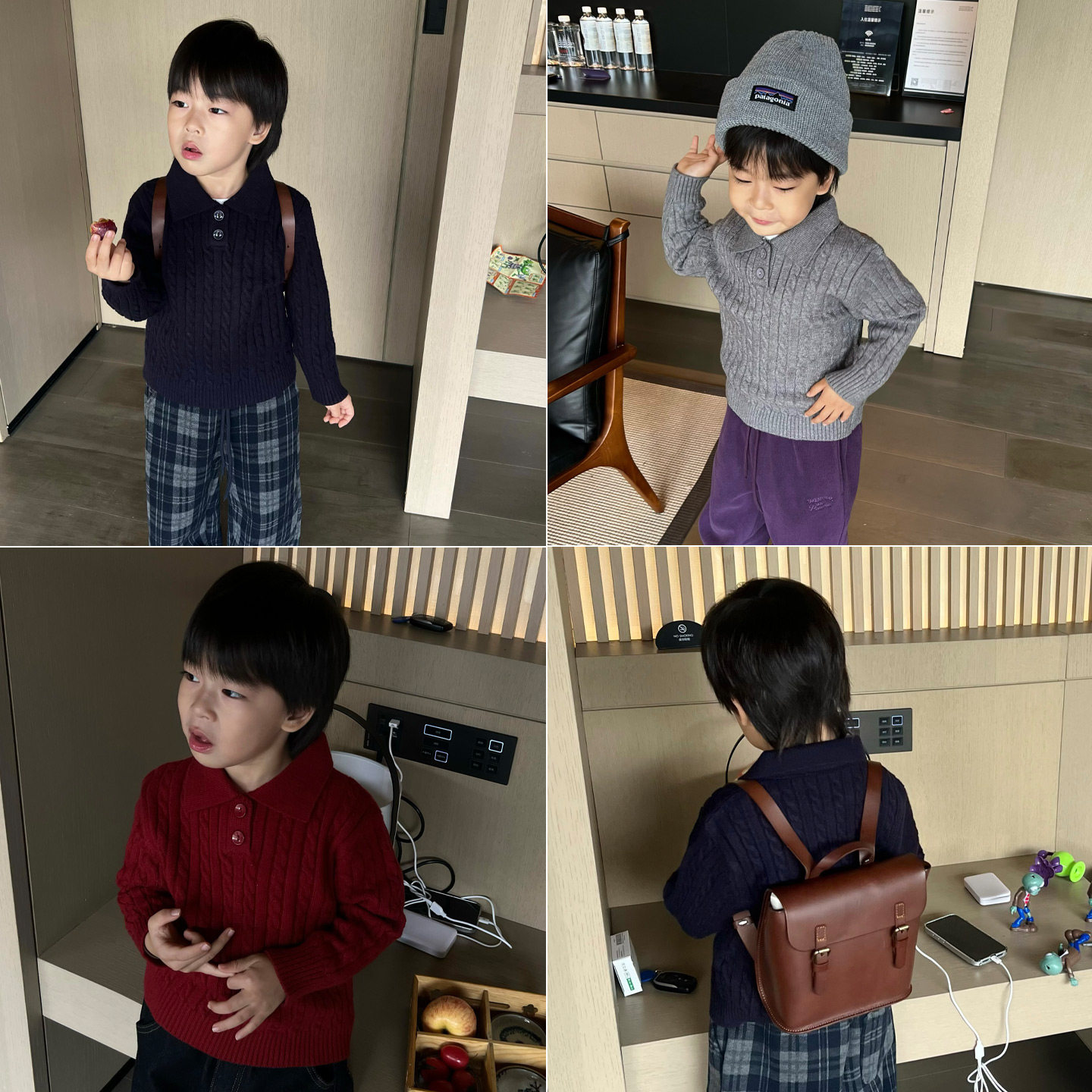 pumpkin 2026新款儿童早春麻花翻领毛衣男童针织POLO衫保暖上衣潮