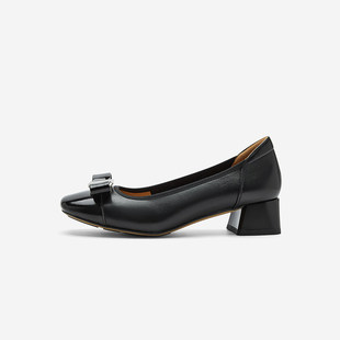 女圆头浅口一脚蹬通勤高跟鞋 Nine 中跟单鞋 玖熙新款 West