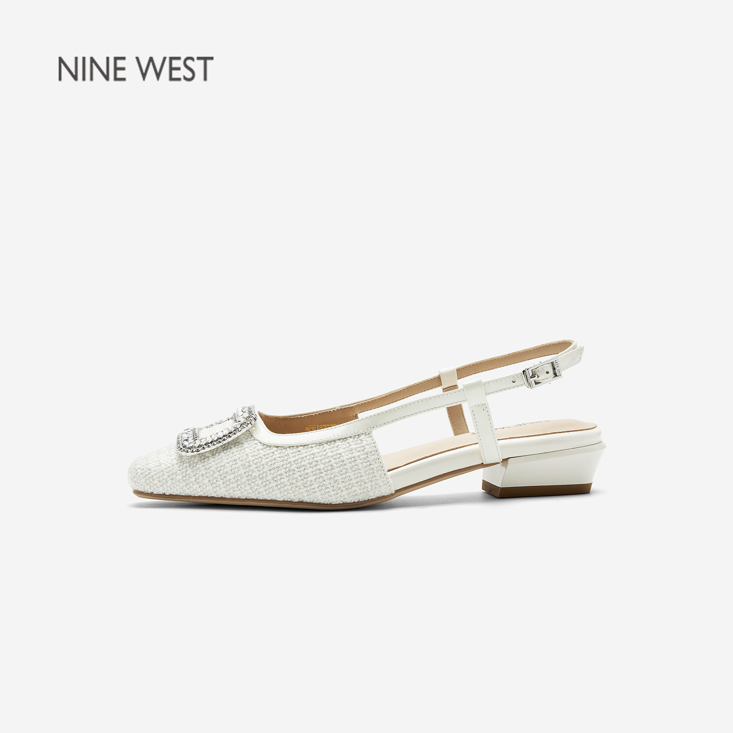 NineWest/玖熙中跟包头凉拖鞋女