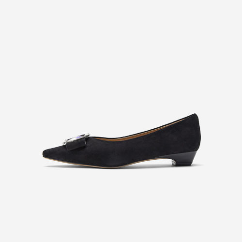 NineWest/玖熙羊反绒浅口单鞋女