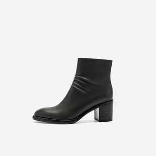 West 时装 玖熙女鞋 清仓款 靴尖头优雅通勤细中跟短靴通勤 冬季 Nine