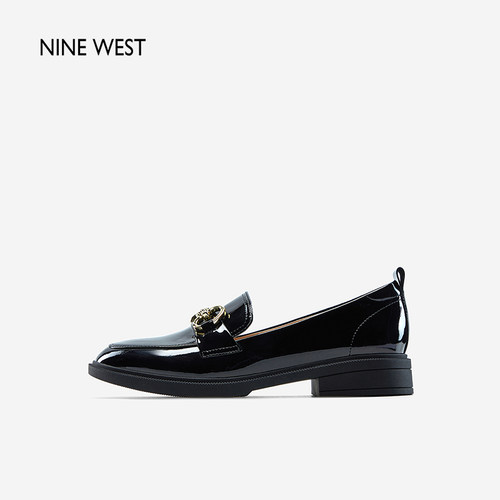 Nine West/玖熙春季清仓乐福鞋女圆头简约舒适低跟通勤单鞋