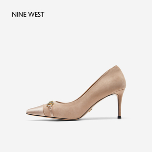 Nine West 玖熙夏秋季 女尖头华美钻扣单鞋 清仓 高跟鞋 女 断码