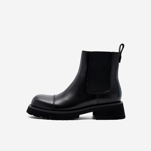 清仓款 Nine 冬季 玖熙女鞋 切尔西靴女短靴圆头厚底中跟烟筒靴 West