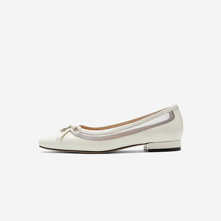 网纱拼接蝴蝶结低跟舒适女鞋 Nine 浅口单鞋 玖熙新款 West