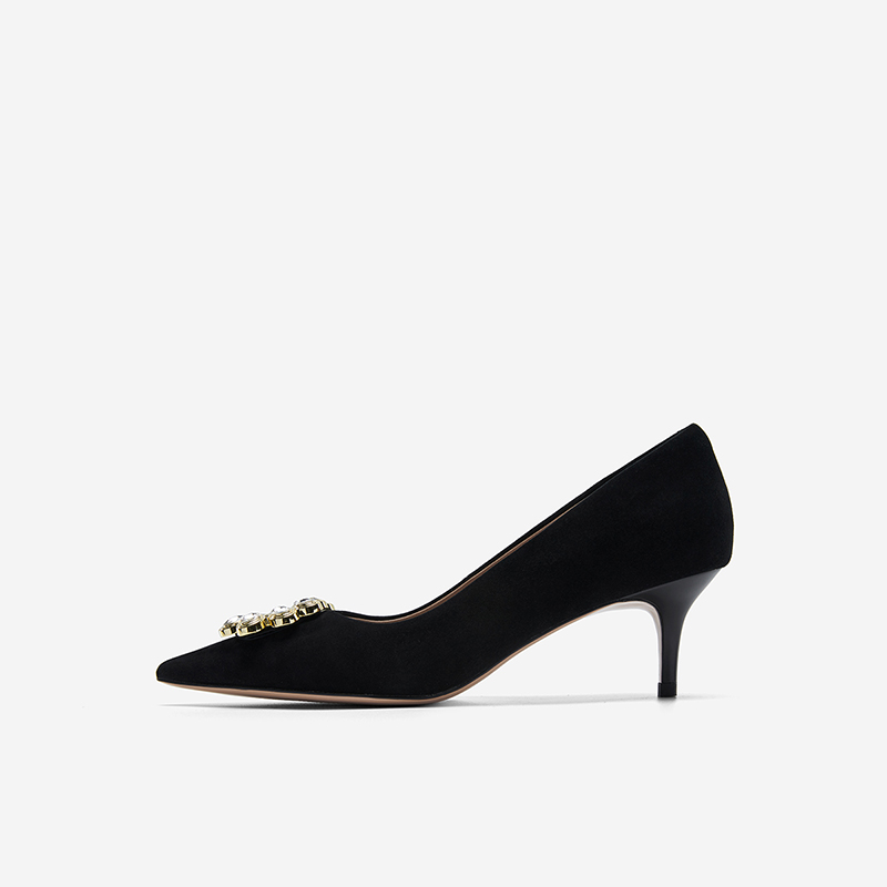 Nine West/玖熙2025夏季新款低跟单鞋女尖头水滴环扣时尚百搭女鞋