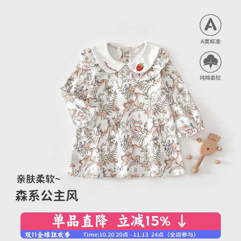 纯棉无骨连衣裙a类女宝宝春秋季