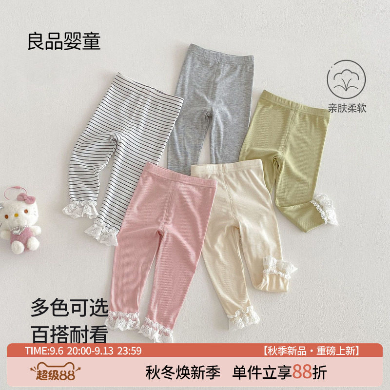 2026春夏女童花边罗纹打底裤图片