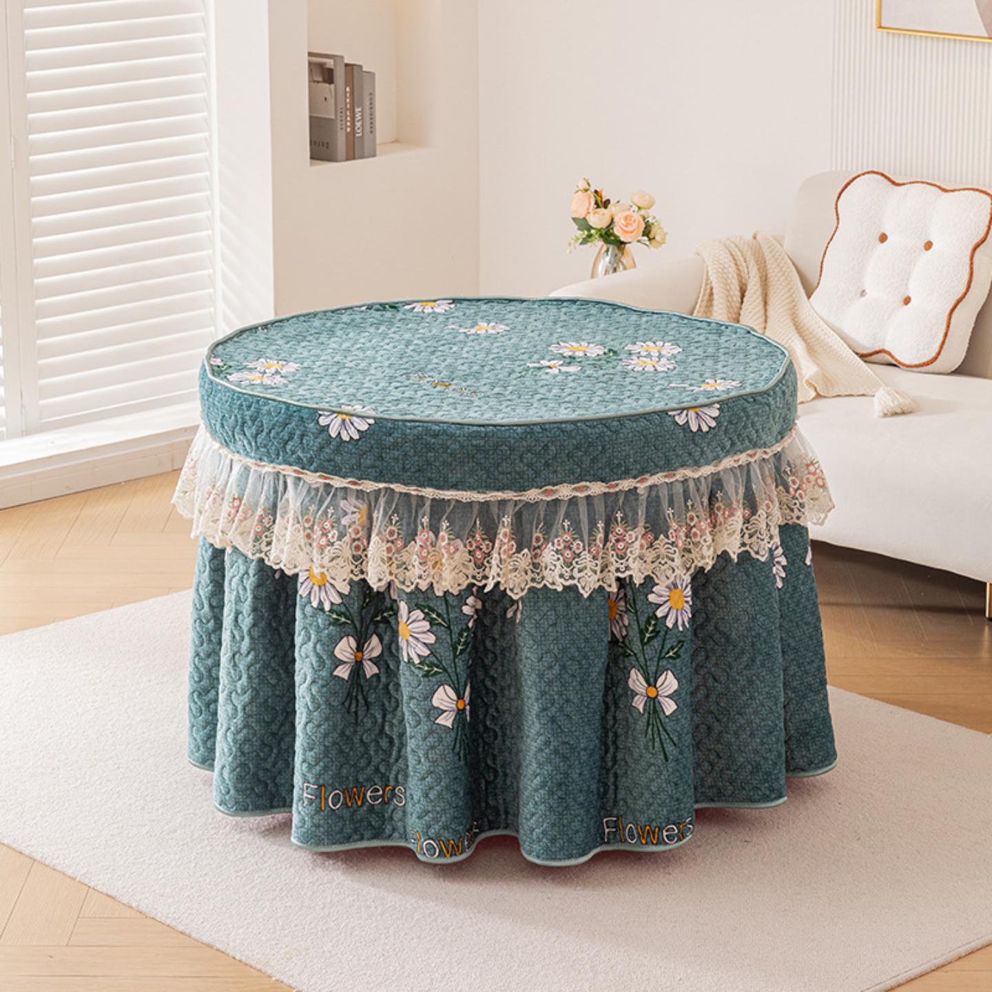 电暖炉罩套家用饭店圆形桌布电炉罩圆桌取暖烤火桌罩套加厚冬天