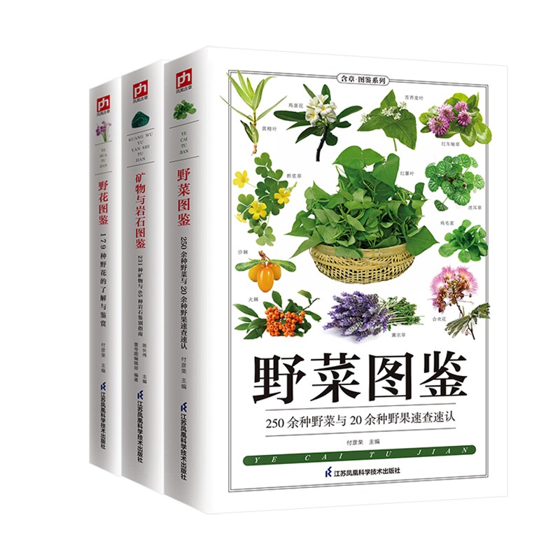 野菜图鉴 + 矿物与岩石图鉴 + 野花图鉴共 3 册张海涛江苏科技户外生存必备自然科普百科全书植物矿物识别图鉴高清彩图版