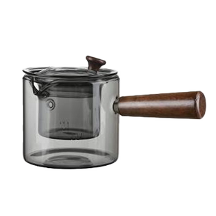 侧把茶壶玻璃煮茶器电陶炉耐高温泡茶壶木把单壶过滤功夫茶具套装