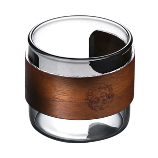 玻璃小茶杯耐高温品茗杯家用单个透明喝茶杯子胡桃木防烫功夫茶具