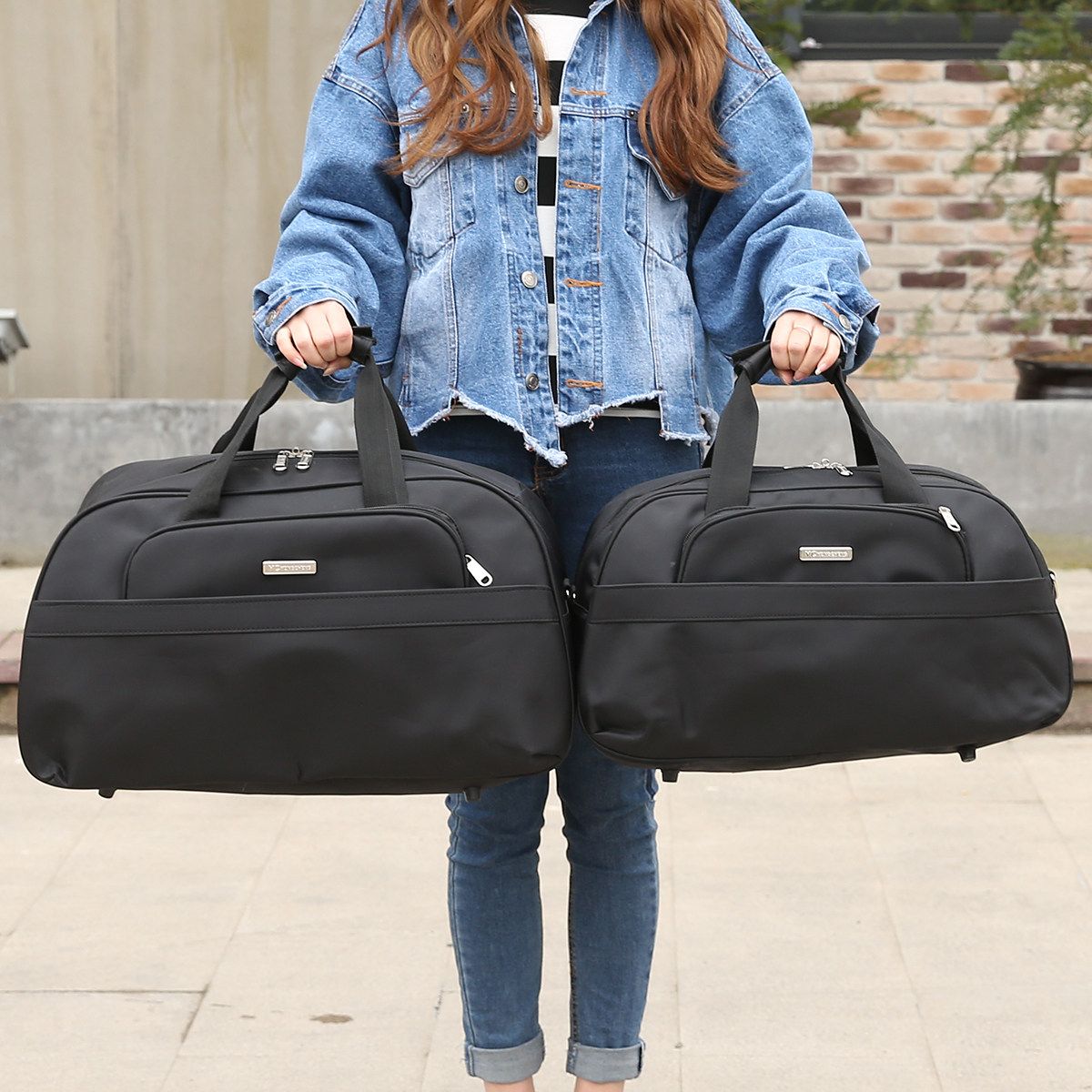 学生手提休闲旅行包女大容量收纳行李包轻便行李袋简约旅游包